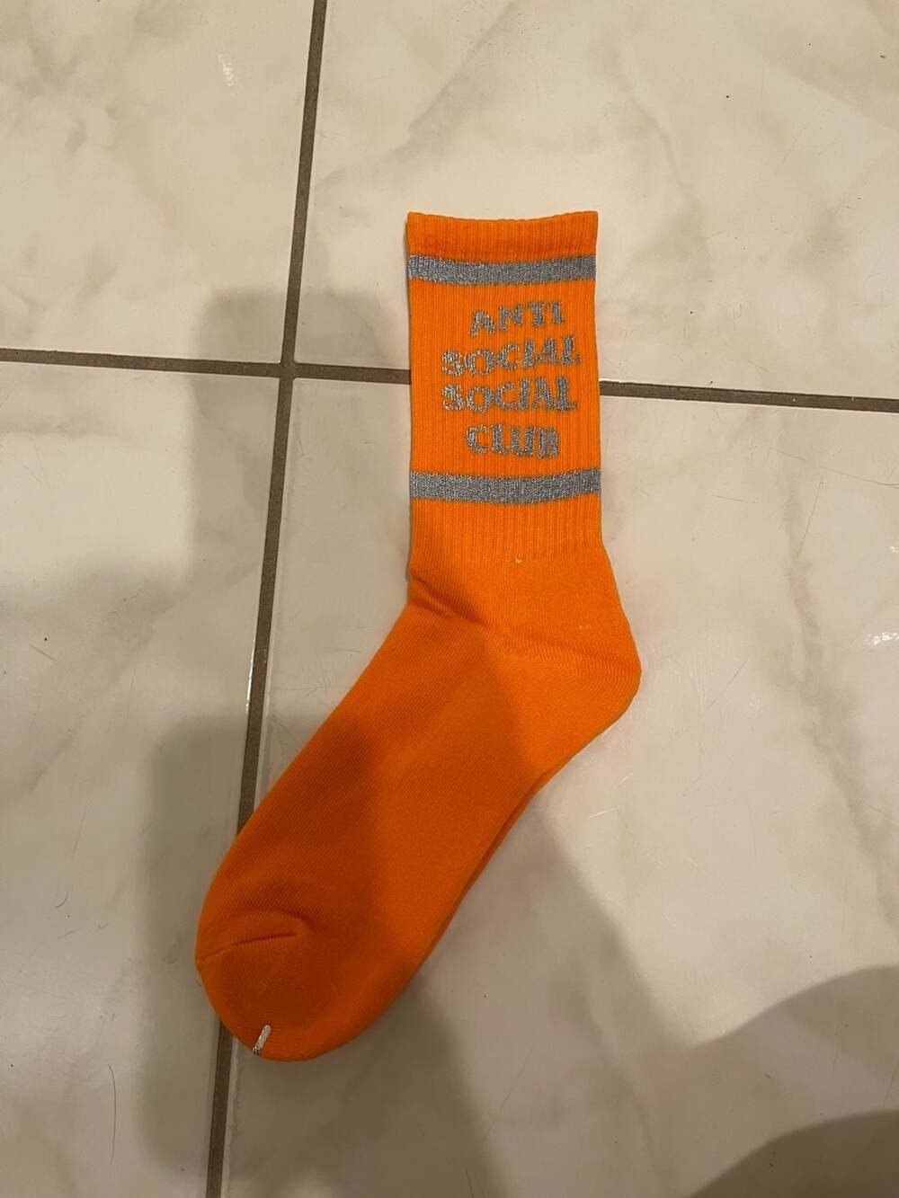 Anti Social Social Club Reflective Logo Crew Socks in Orange